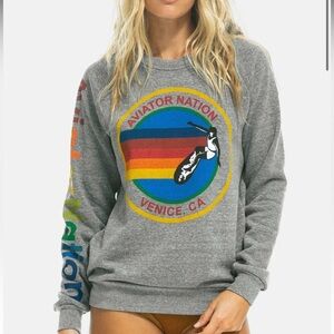 AVIATOR NATION RELAXED CREW SWEATSHIRT - heather grey